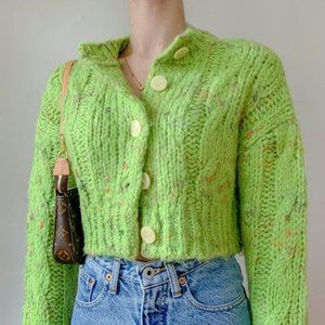NEW UO Urban Outfitters Cameron Cable Knit Cropped Cardigan